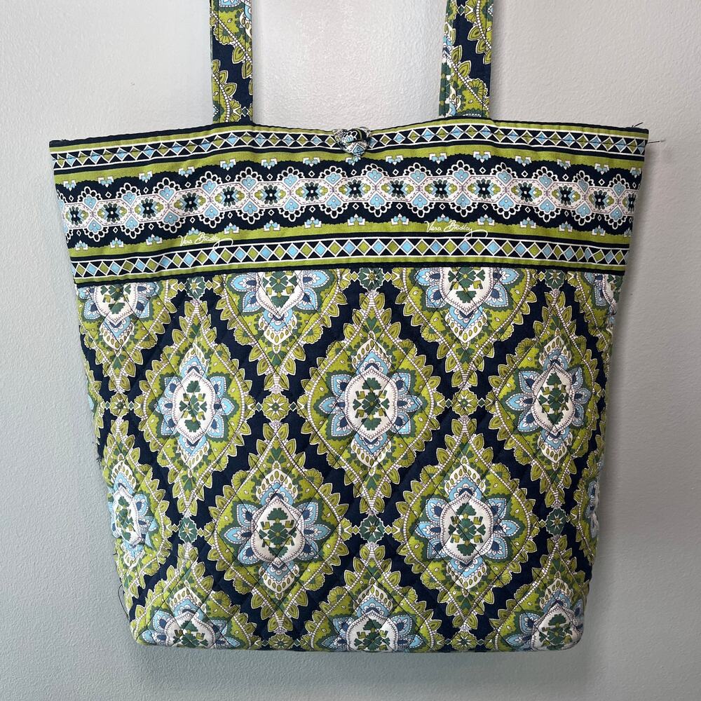 Vera Bradley Green and Blue Patterned Tote - Picture 2 of 8